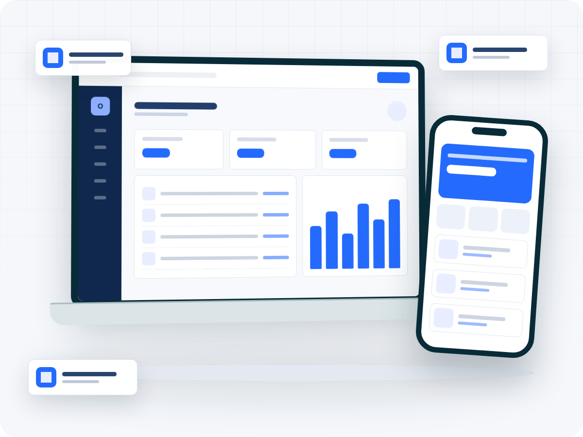 Retail Stores software, mobile, and business operations illustration