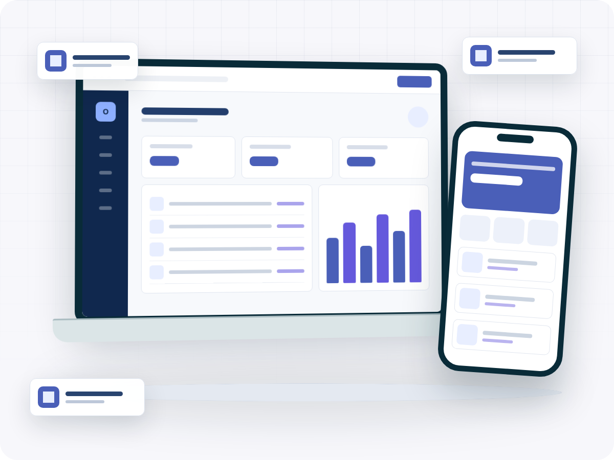 Companies and Professional Services software, mobile, and business operations illustration